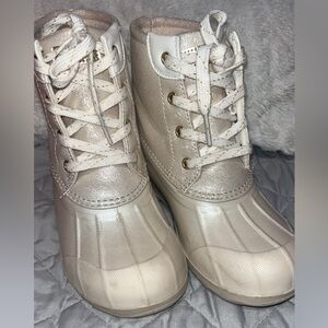 Sperry Kids Cream & glitter Lace-Up Rain Boots